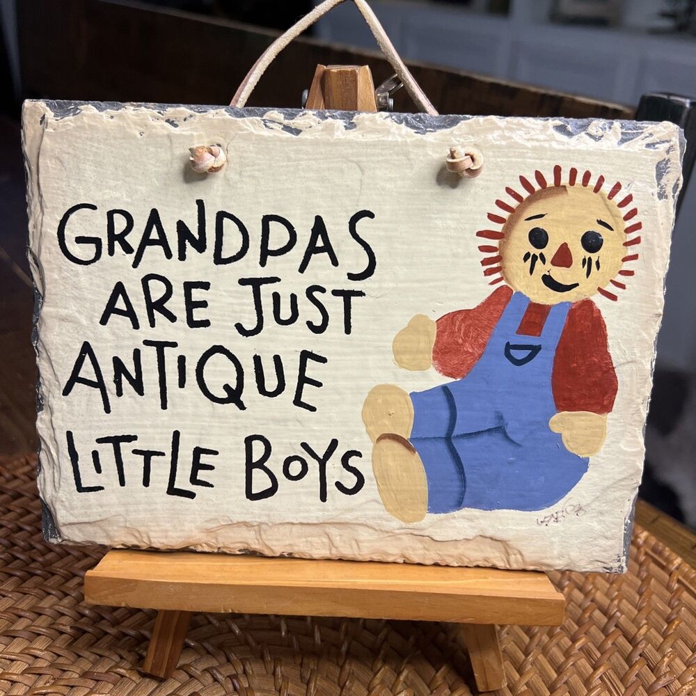 PLANE JANE Hand Painted Slate Wall Decor GRANDPAS Are Just Antique Little BOYS